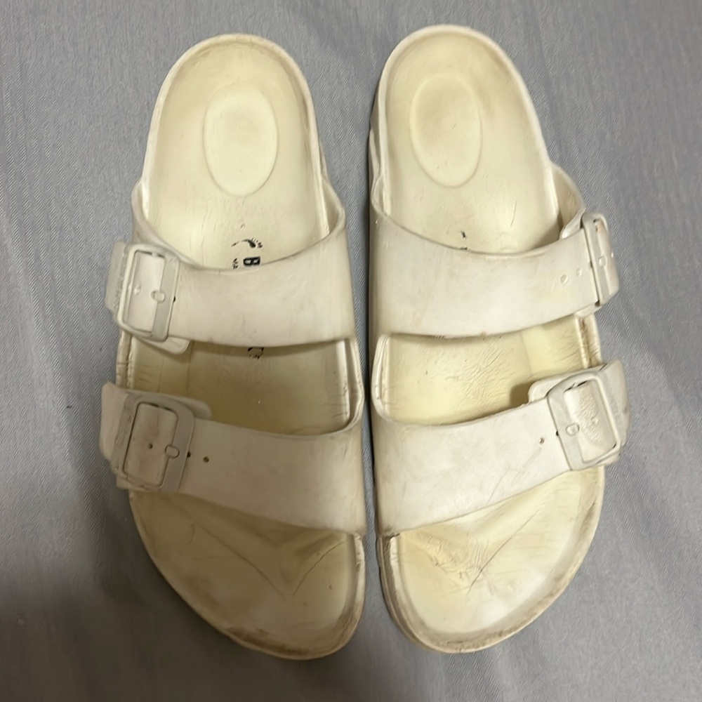 Birkenstock white foam sandal with 2 adjustable straps